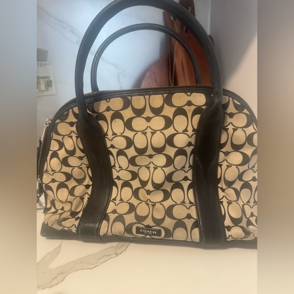 Coach Bleecker Printed Signature Preston Satchel / Distressed/Read Description